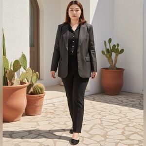 Good American Blazer Womens 2XL Black One-Button Stretch Shoulder Pads NWOT